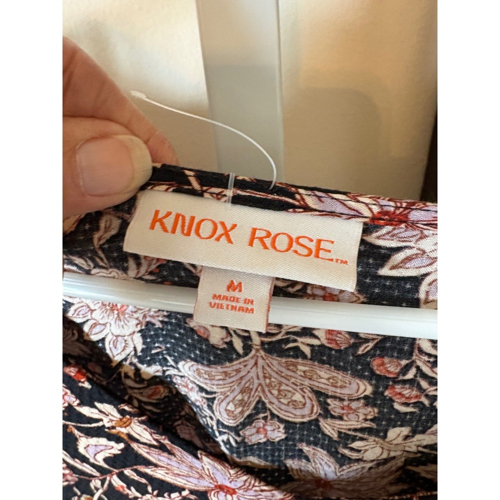 Knox Rose Womens Boho Floral Long Sleeve Mini Dress Black Pink Orange Size M